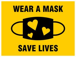 Wear a Mask Save Lives Hearts Sticker