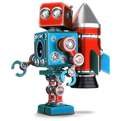 Retro Robot With Jetpack Sticker