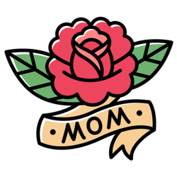 Traditional American Style Rose Mom Tattoo