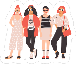 Four Young Women Stickers