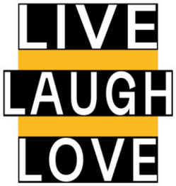 Live Laugh Love Black, Yellow Sticker