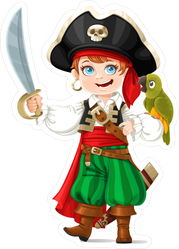 Cute Boy Dressed As Pirate Sticker