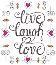 Live Laugh Love Text In Romantic Frame Sticker