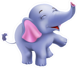 Cute Baby Elephant Cartoon Sticker