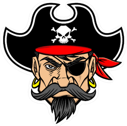Intimidating Pirate Mascot Cartoon Sticker