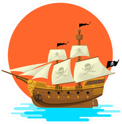 Pirate Ship at Sunset Sticker