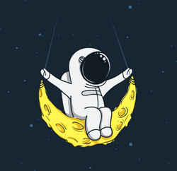 Spaceman Swinging On The Moon Sticker