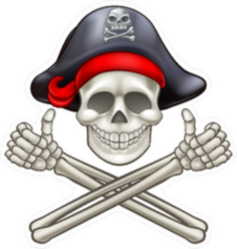 Skull And Crossbones Thumbs Up Pirate Sticker