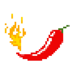 Mexican Illustration Of Hot Chilli Pepper On Fire Pixel Art Sticker