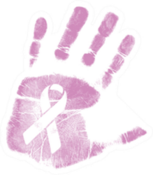 Breast Cancer Awareness Handprint Ribbon Sticker