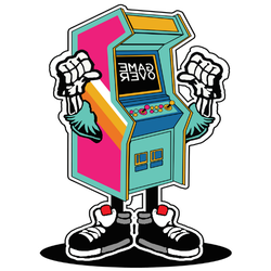 Retro Gaming Machine Character Sticker