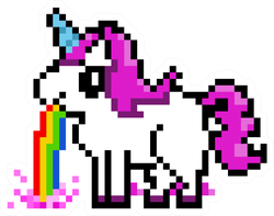 Pixel Art Unicorn Puking Rainbow Sticker