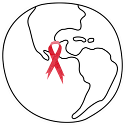 Linear Earth With Red Hiv And Aids Awareness Ribbon Sticker