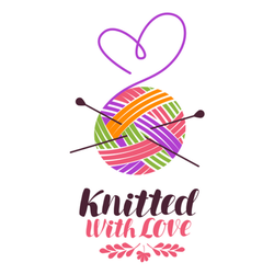 Knitted With Love, Lettering Colorful Illustration Sticker