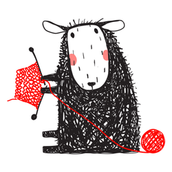 Knitting Cute Sheep Hand Drawn Illustration Sticker