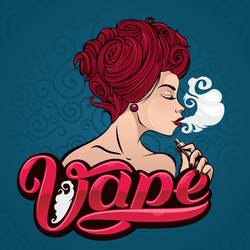 Colorful Woman Smoking Electronic Cigarette Sticker