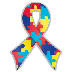 Satin Autism Awareness Ribbon Sticker