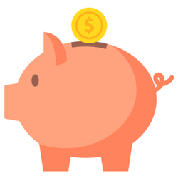 Piggy Bank With Single Coin Sticker