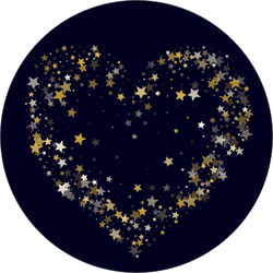 Gold Stars Heart Sticker