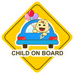 Child on Board with Balloons Sticker