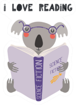 Illustration Of A Cute Funny Koala Reading A Book Sticker