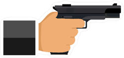 Flat Illustration Hand Holding Gun Sticker