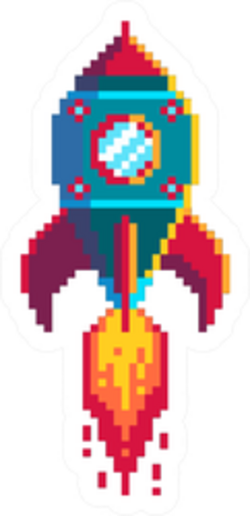 Pixel Art Flying Rocket Sticker