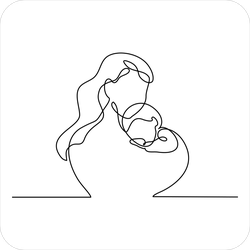 Mother and Child Continuous Line Art Sticker