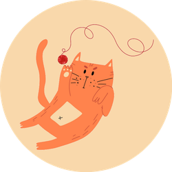 Cute And Funny Ginger Cat Plays With Knitting Yarn Sticker
