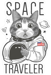 Funny Space Traveler Cat Sticker