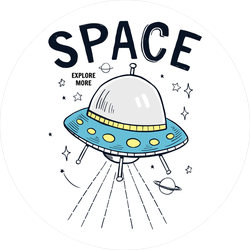 Space UFO Drawing Sticker