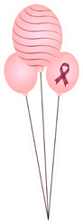 Pink Balloons With An Awareness Ribbon Breast Cancer Sticker