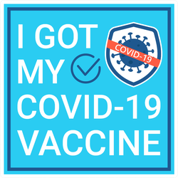 Blue Square Covid-19 Vaccine Sticker
