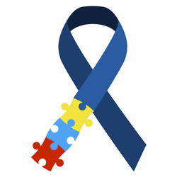 Colorful Blue Autism Awareness Ribbon Puzzle Piece Sticker