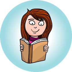 A Girl Reading A Book Cartoon Sticker