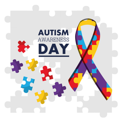 Autism Awareness Day Puzzles & Ribbon Sticker
