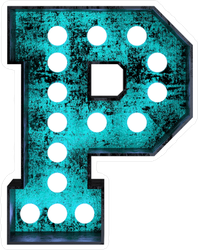 Fluorescent Blue Neon Font Letter P Sticker