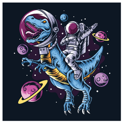 The Astronaut Drives The T-rex Dinosaurs Stickers