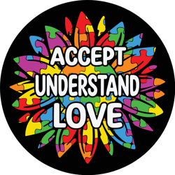 Autism Awareness Accept Understand Love Puzzle Flower Sticker