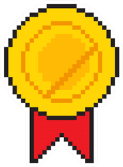 Pixel Art Golden Medal Award Sticker