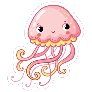 Adorable Pink Jellyfish Sticker