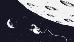 Astronaut Flying Near The Moon Sticker