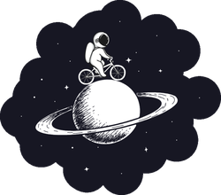 Astronaut Rides On Bicycle Sticker