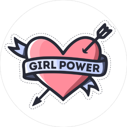 Girl Power Heart Feminism Quote Sticker