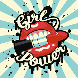 Grunge Girl Power Lipstick Sticker
