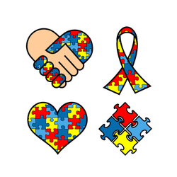 Autism Awareness Symbols Colorful Illustration Sticker