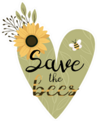 Save The Bees Flower Heart Sticker