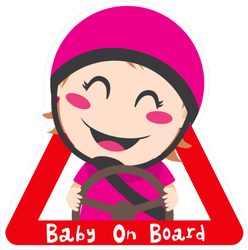 Baby Girl On Board Red Triangle Road Safety Sticker