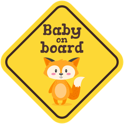 Baby On Board Sign With Cute Fox Sticker
