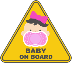 Baby On Board Sign With Girl Face Sticker